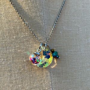 Handmade Crystal Glass Moon, Star Orb and Bead Necklace